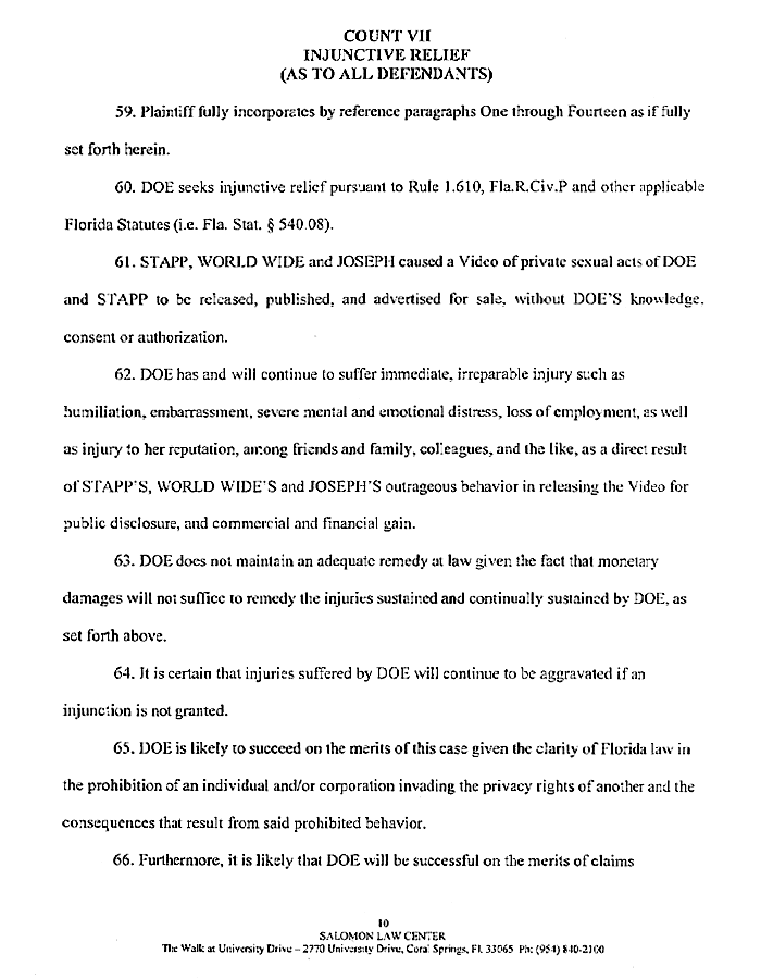 Groupie Sues Over Rock Stapp Sex Video The Smoking Gun 