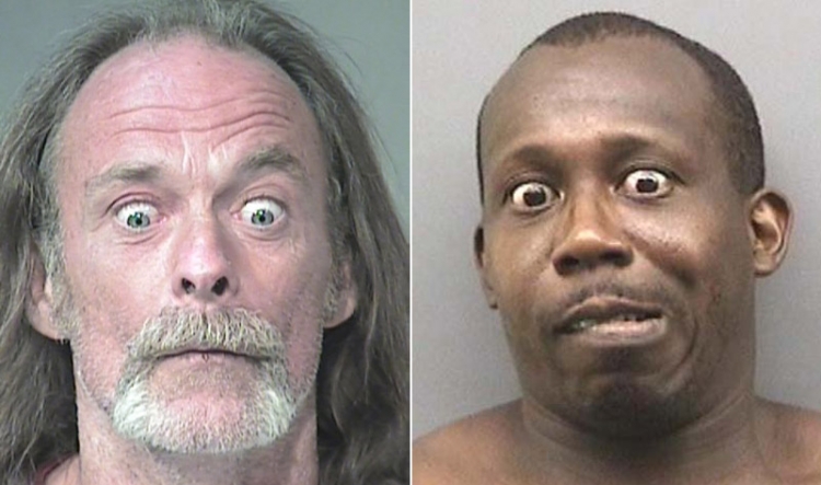 Arrested for failing to show ID (left); criminal mischief (right).