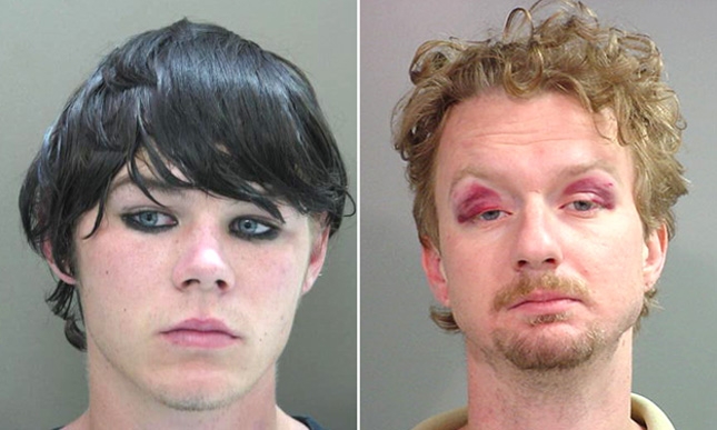 Arrested for burglary, grand theft (left), public intoxication (right).