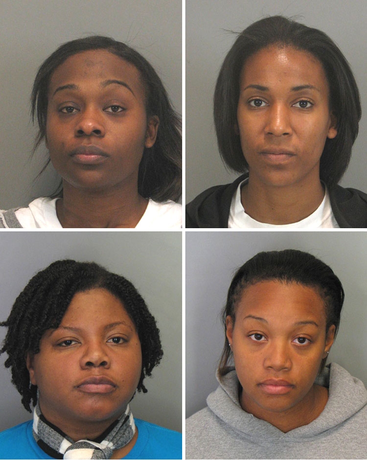 The sorority hazing arrestees pictured here are, clockwise from upper left, Prin