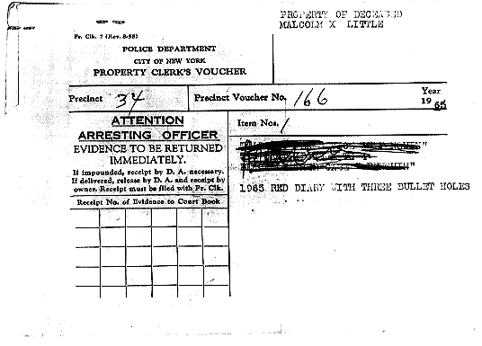 Malcolm X Diary Evidence Envelope